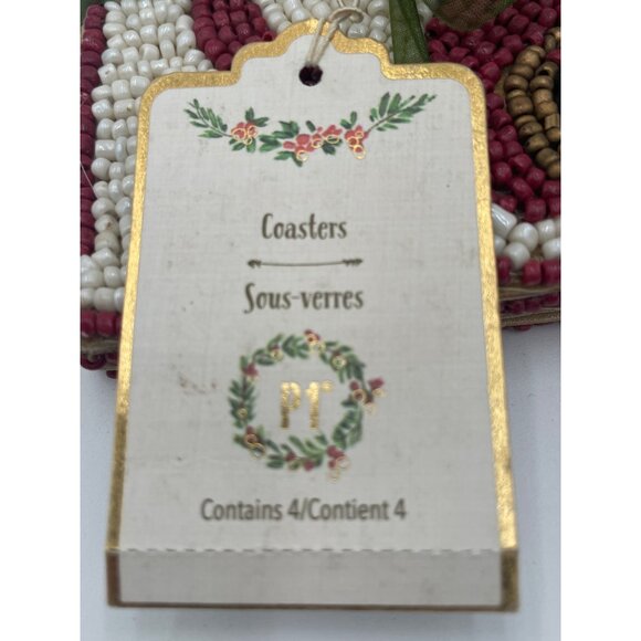 Beaded Coasters Set Of 4 By Pier 1 Imports Red Pickup Truck Design Made In India - Picture 4 of 4